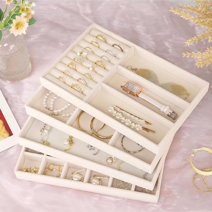 Cirhy Velvet Jewelry Drawer Organizer Trays – Stackable Jewelry Trays - Image 9