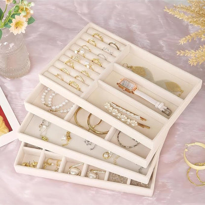 Cirhy Velvet Jewelry Drawer Organizer Trays – Stackable Jewelry Trays - Image 9