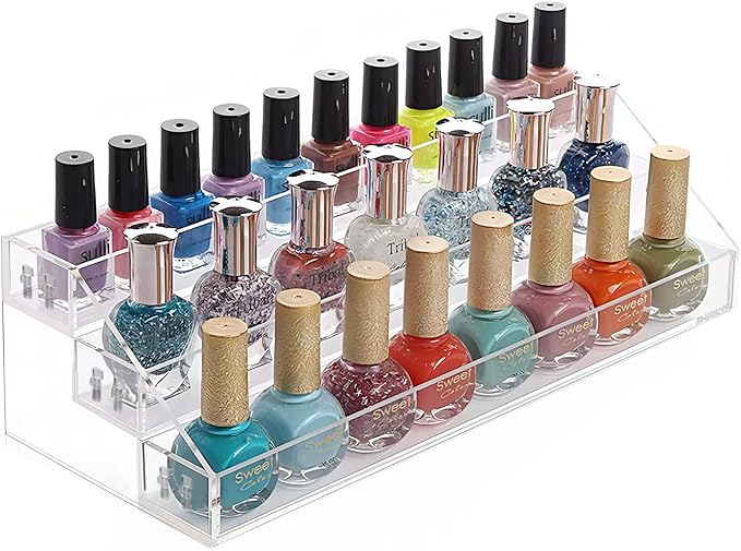 Nail Polish Holder Organizer Clear Acrylic Nail Polish Tray Fingernail Polish by MineSign