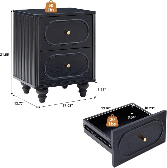2 Drawer Fluted Mini Small Dresser - Image 3