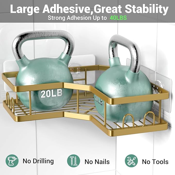 Corner Shower Caddy Bathroom Organizer: Adhesive Shower Rack Bathtub Shelves - Image 4