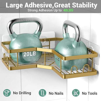 Corner Shower Caddy Bathroom Organizer: Adhesive Shower Rack Bathtub Shelves - Image 4