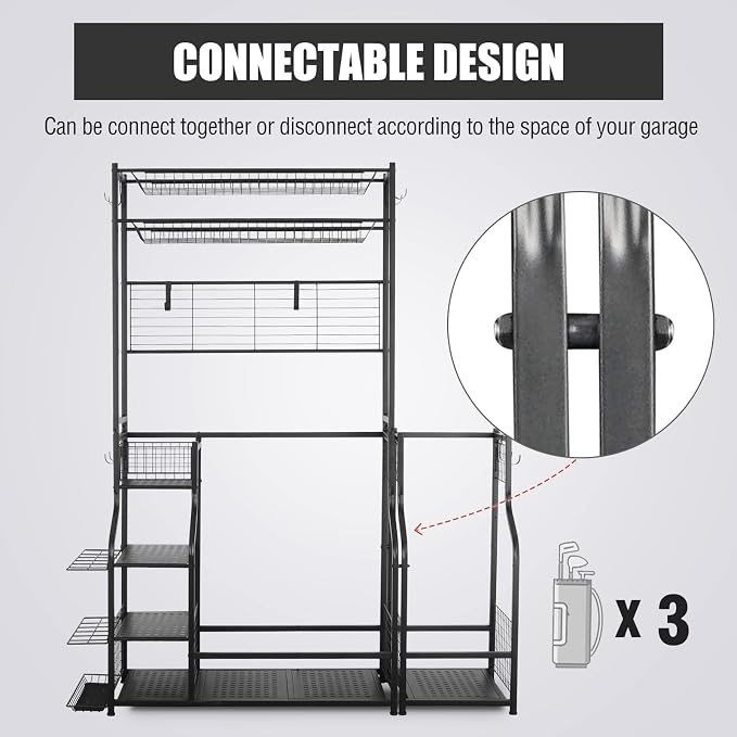 Mythinglogic Golf Bag Storage Garage Organizer, 2 Golf Bags Storage Stand and - Image 10