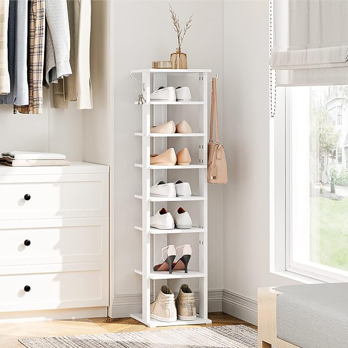 HOOBRO 8 Tiers Vertical Shoe Rack, Wooden Shoe Storage Organizer - Image 8