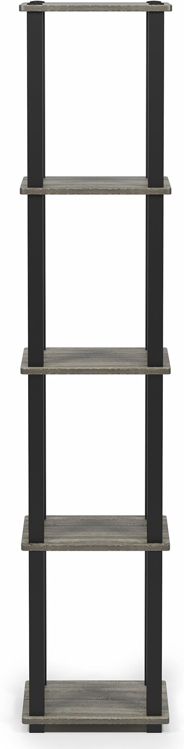 FURINNO Turn-S-Tube 5-Tier Corner Square Rack Display Shelf, French Oak - Image 4