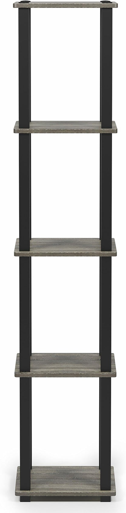 FURINNO Turn-S-Tube 5-Tier Corner Square Rack Display Shelf, French Oak - Image 4