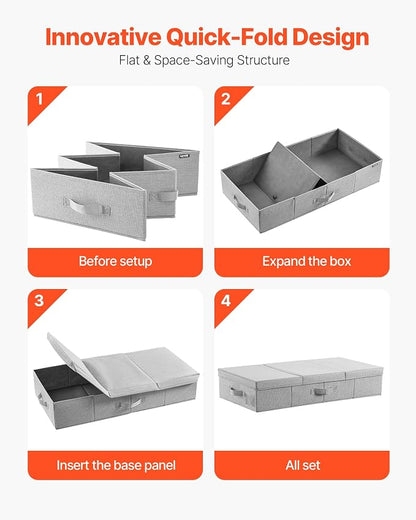 VEVOR Under Bed Storage with Lids, 31.7 x 15.9 x 6.1 Inch, 48L Large Underbed - Image 6