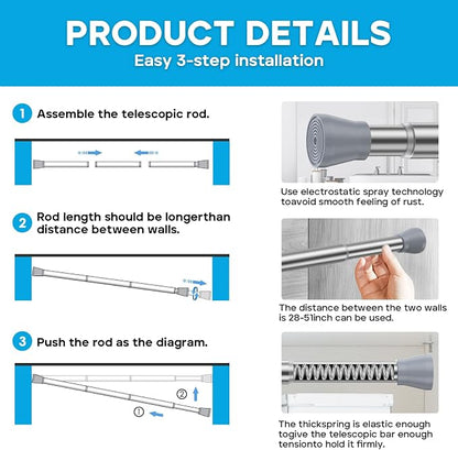 AIZESI 1pcs Tension Curtain Rod Tension Rods - Image 7