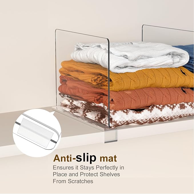 Purse Organizer for Closet Shelf Dividers: 8-Pack Adjustable Clear Acrylic Bag - Image 7