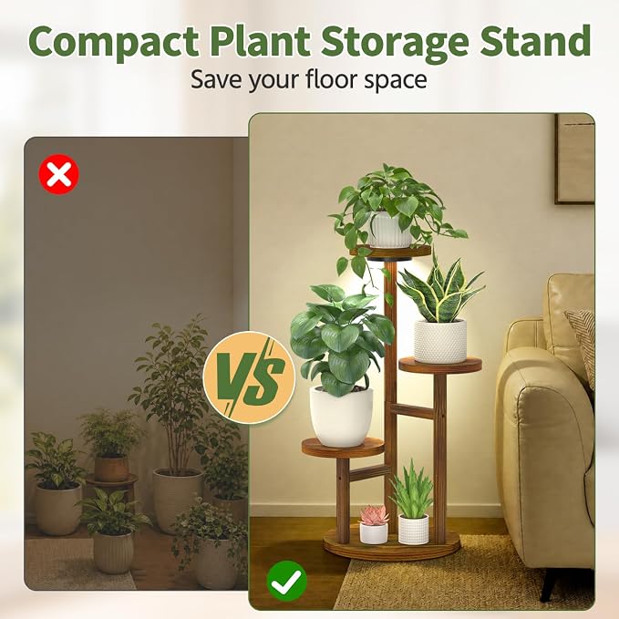 LASZOLA 3 Tiered Wood Plant Stand Indoor Corner - Image 9