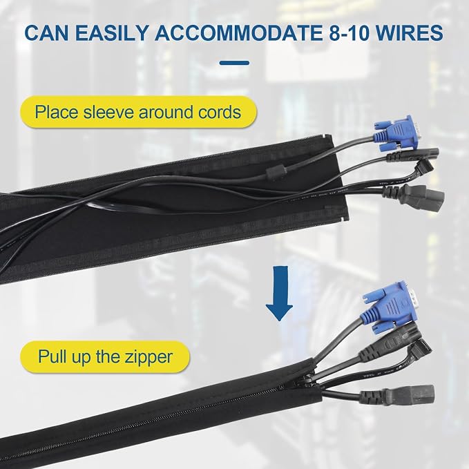 4 Pack Cable Sleeves, 20 inch Neoprene Cable Management Sleeves - Image 2