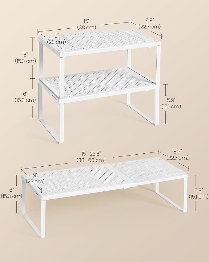 SONGMICS Set of 2 Expandable Pantry Kitchen Organizers, Adjustable Spice Rack - Image 6
