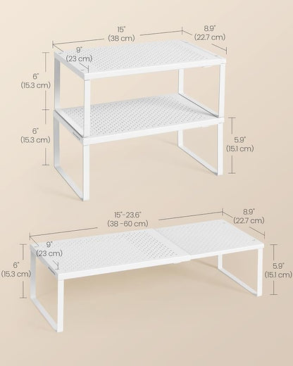 SONGMICS Set of 2 Expandable Pantry Kitchen Organizers, Adjustable Spice Rack - Image 6