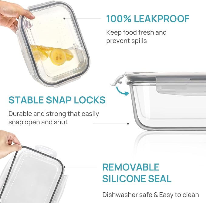 Vtopmart 2.26L/76oz Extra Large Glass Food Storage Containers - Image 8