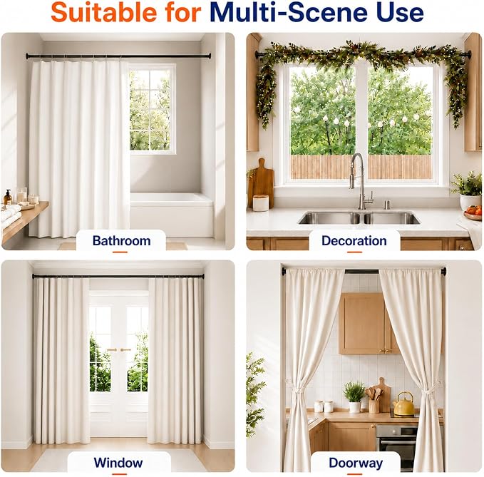 ALLZONE Heavy Duty Tension Shower Curtain Rod 42-83 Inches - Image 7