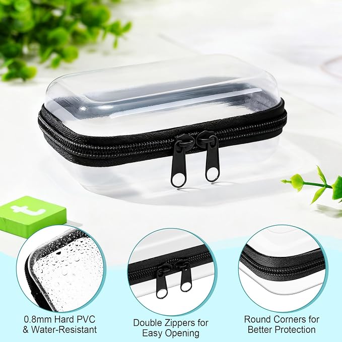 Sanwuta 6 Pcs Clear Hard Zipper Case Hard Plastic Zipper Pouches Transparent - Image 3
