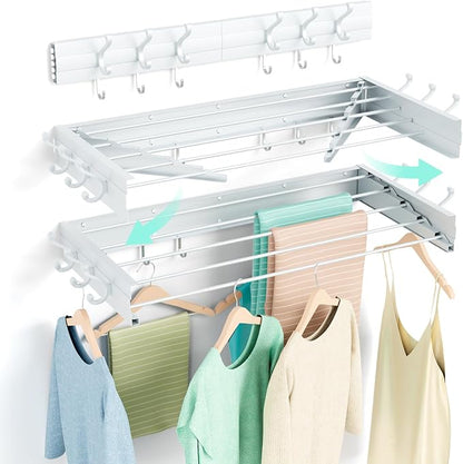 BAKON Wall Mounted Drying Rack, Indoor Outdoor Foldable Wall Mounted Clothes by BAKON