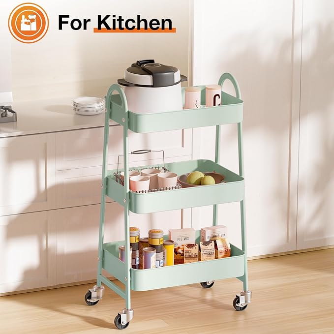 NEWBULIG 3-Tier Metal Rolling Cart - Image 6
