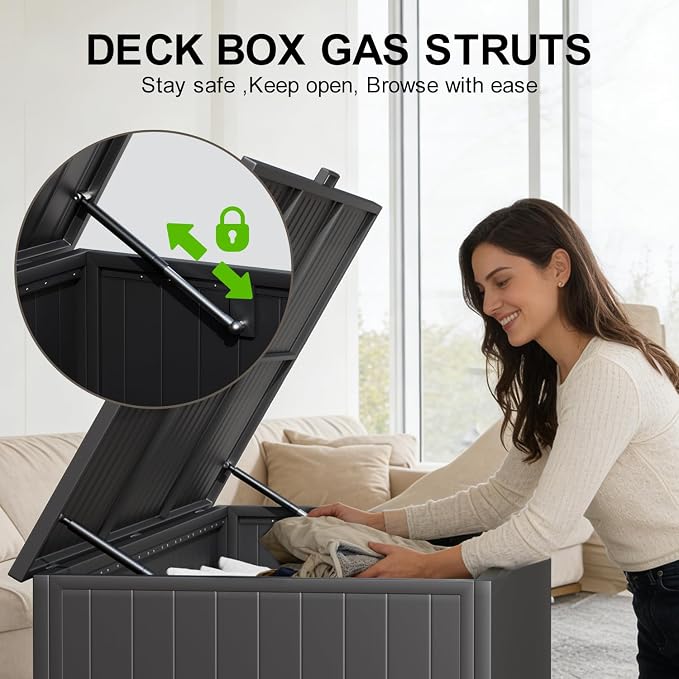 Outdoor Storage Box with Wheels 250 Gallon, Metal Deck Boxes Waterproof - Image 4