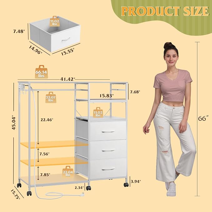 WLIVE LED Dresser for Bedroom, 3 Drawers - Image 2