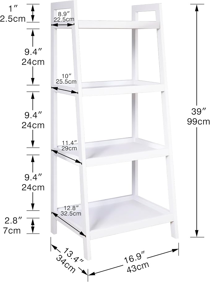 SMIBUY Bamboo Ladder Bookcase, Bathroom Storage Rack Organizer, 4 Tier and 5 - Image 3