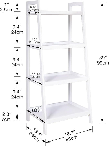 SMIBUY Bamboo Ladder Bookcase, Bathroom Storage Rack Organizer, 4 Tier and 5 - Image 3