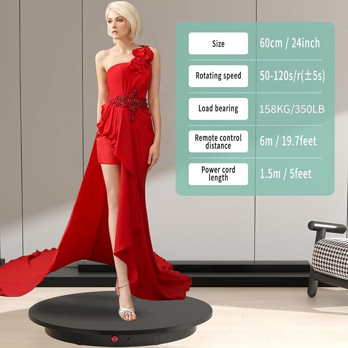 JAYEGT Motorized Rotating Display Stand, 350Lbs Load，360 Degree Electric - Image 3