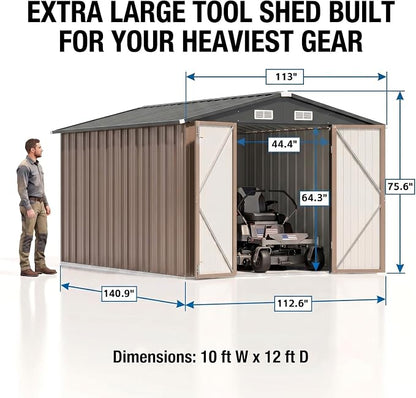 Devoko 8x12 FT Outdoor Storage Shed, Metal Tool Shed - Image 2