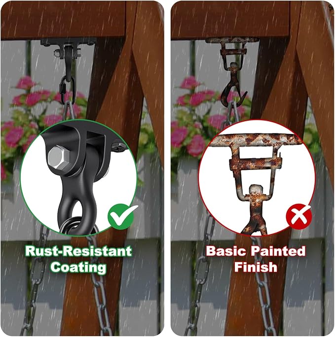 SELEWARE Heavy Duty Black Swing Hangers 2400LB Capacity Porch Swing Hanger | - Image 5