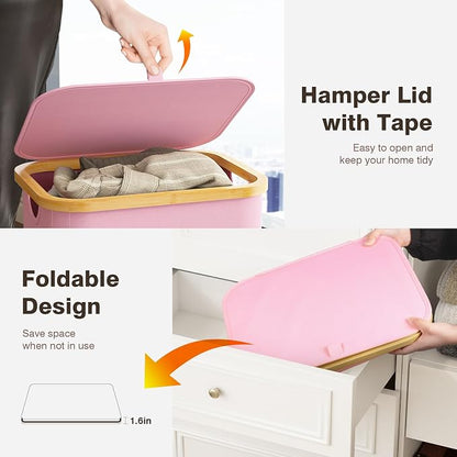 Bathola Laundry Hamper with Lid, Laundry Basket with Removable Bag, - Image 4