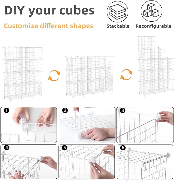 AWTATOS Wire Cube Storage, Closet Organizer, 12 Cube Storage Shelf, Portable - Image 6