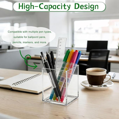 AZUREAL 4 Pack Clear Acrylic Pen Holder Cup, Thickened Acrylic Desktop - Image 5