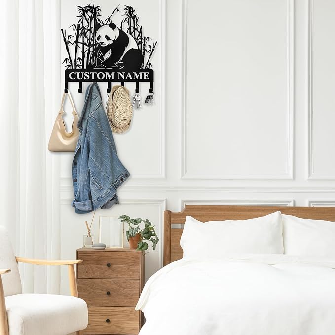 Bamboo Panda Animal Wall Key Holder | Metal Key Organizer - Image 3