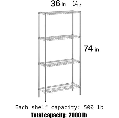 14" Deep x 36" Wide x 74" Height Wire Shelving Kit | 4-Tier | NSF Commercial - Image 3