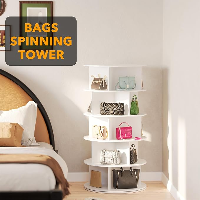 SpaceAid Cross Style 5-Tier Rotating Shoe Organizer, Spinning Shoe Rack Tower - Image 5