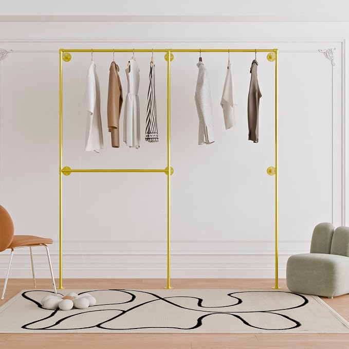 Industrial Pipe Clothing Rack, Heavy Duty Wall Mounted Clothes Rack, Retail - Image 8
