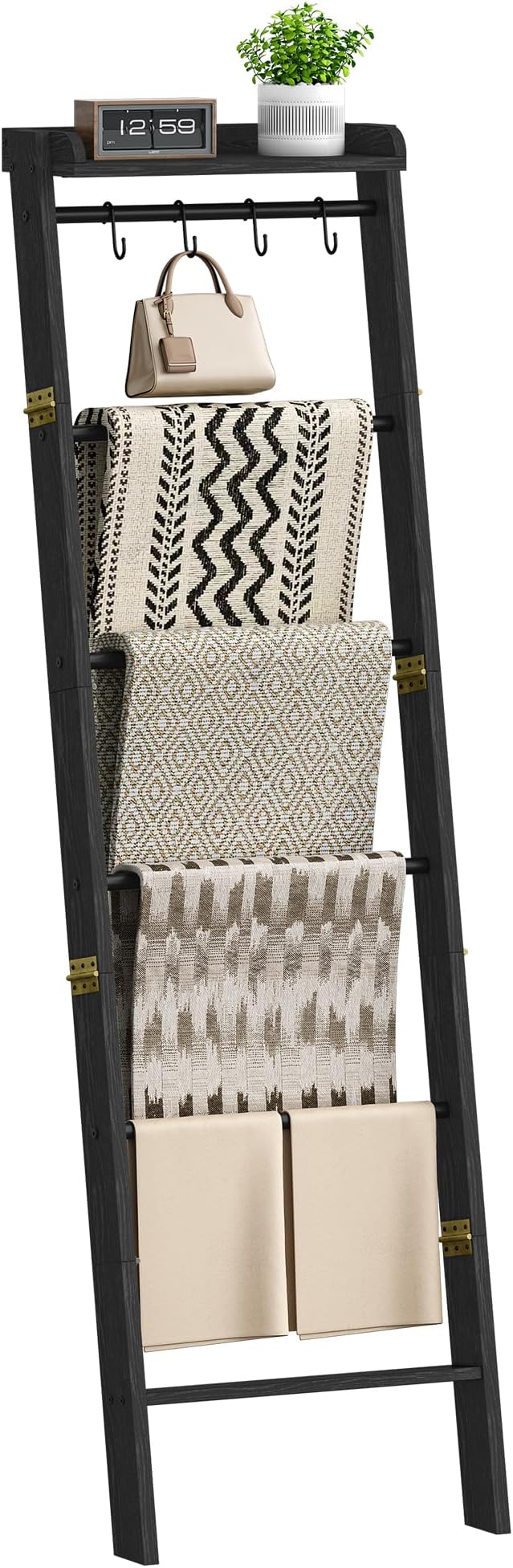 Blanket Ladder Shelf, Decorative Quilt Rack, 7-Tier Farmhouse Ladder Holder - Image 8