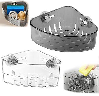 2PCS Suction Cup Sink Corner Rack, 2 Size Suction Sinkware Organizer, Triangle by HOUSEASSIST
