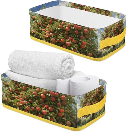 Orchard Apples Tree Bathroom Storage Basket, Foldable - Image 3