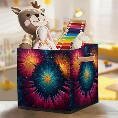 TropicalLife 13x13x13 Inch Large Fabric Storage Cube Tie Dye Foldable Storage - Image 7