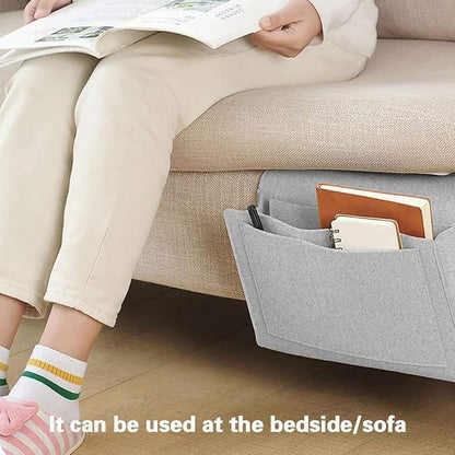 Bringsine 5 Pockets Bedside Caddy, Felt Bed Storage Organizer Hanging Bag Holder - Image 5
