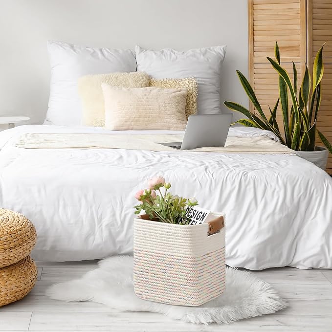 danpinera 11"x11" Storage Cubes, Soft Boho Storage Basket - Image 7
