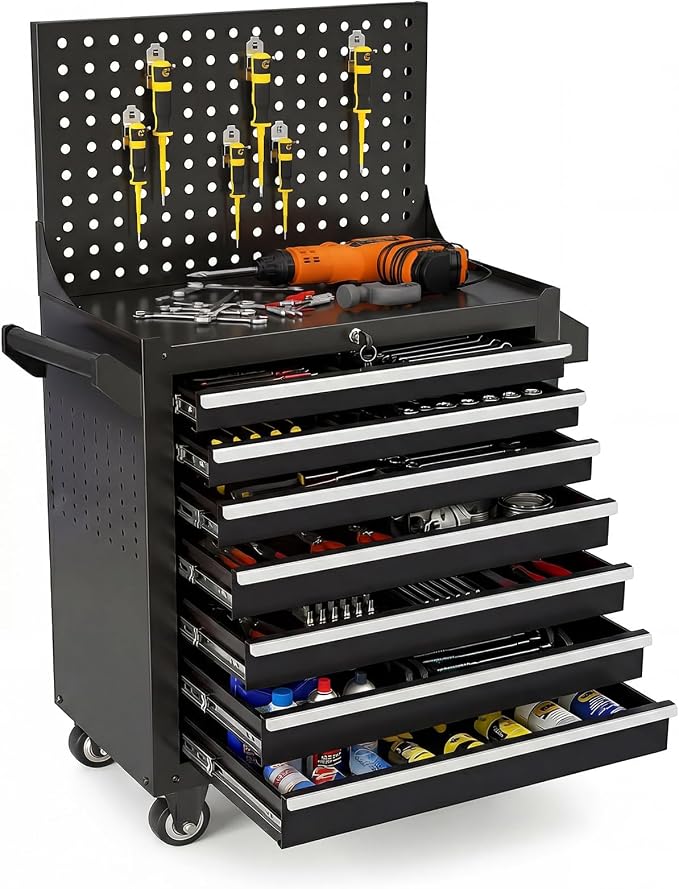 Rolling Tool Chest with Wheels, 7 Drawers Tool Storage Cabinet, Portable Metal by QualityReassuringExquisite