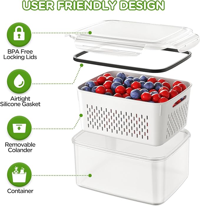 4 PCS Fruit Storage Containers for Fridge, Produce Containers for Fridge - Image 4