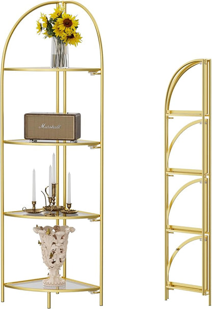 Crofy Foldable 4 Tier Corner Shelf, Metal Corner Plant Stand by CrofyLLC