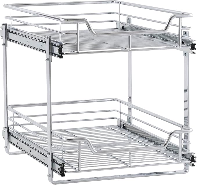 Household Essentials Chrome-Plated Steel Dual-Tier Slide-Out Organizer - Image 12