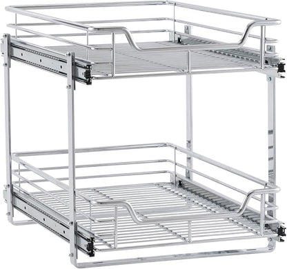 Household Essentials Chrome-Plated Steel Dual-Tier Slide-Out Organizer - Image 12