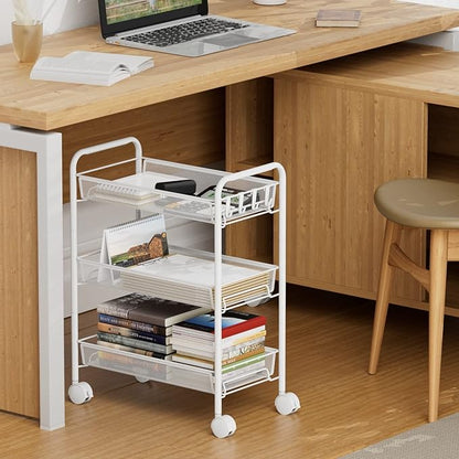 3-Tier Mesh Rolling Cart - Image 2