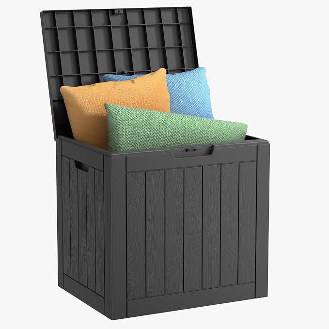 30 Gallon Outdoor Storage Box, Resin Deck Boxes Waterproof, Indoor Outdoor Bin by GGYI