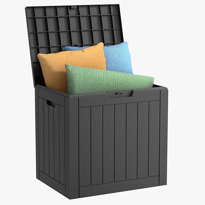 Vixzen 30 Gallon Lockable Waterproof Resin Storage Box, Outdoor Deck Box by Vixzen
